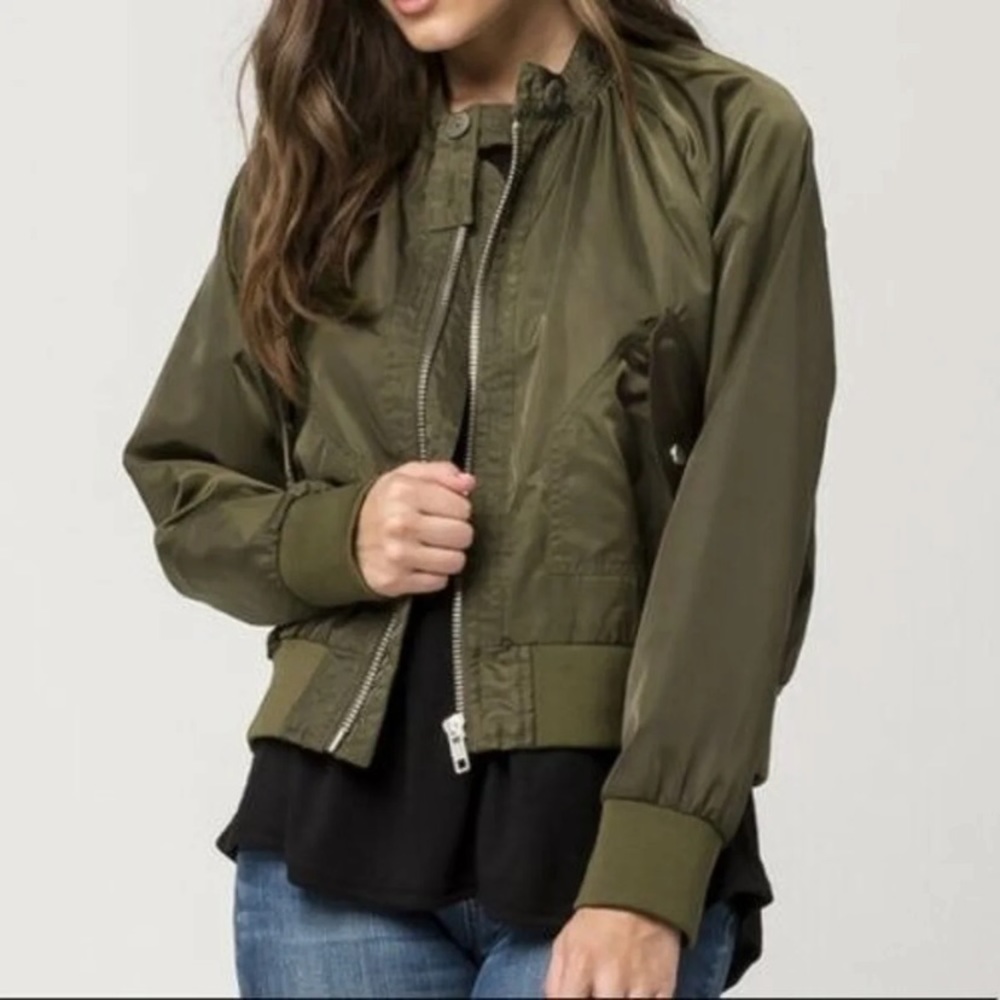 Free People Olive Green Bomber Jacket